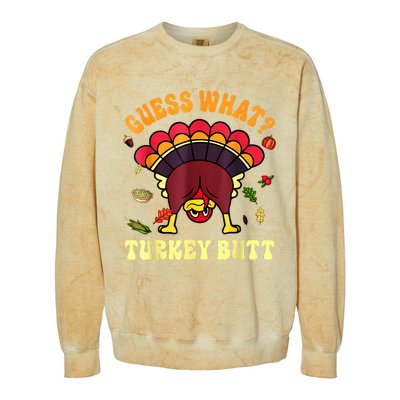 Funny Thanksgiving Guess What Turkey Butt Colorblast Crewneck Sweatshirt