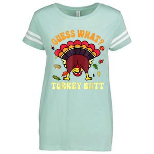 Funny Thanksgiving Guess What Turkey Butt Enza Ladies Jersey Football T-Shirt