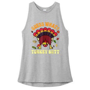 Funny Thanksgiving Guess What Turkey Butt Ladies PosiCharge Tri-Blend Wicking Tank