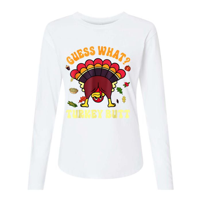 Funny Thanksgiving Guess What Turkey Butt Womens Cotton Relaxed Long Sleeve T-Shirt