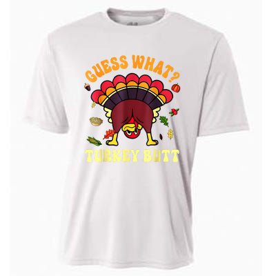 Funny Thanksgiving Guess What Turkey Butt Cooling Performance Crew T-Shirt