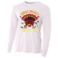 Funny Thanksgiving Guess What Turkey Butt Cooling Performance Long Sleeve Crew