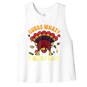 Funny Thanksgiving Guess What Turkey Butt Women's Racerback Cropped Tank