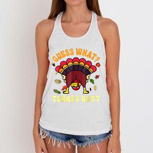 Funny Thanksgiving Guess What Turkey Butt Women's Knotted Racerback Tank