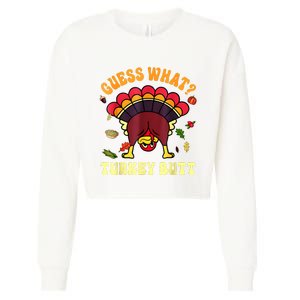 Funny Thanksgiving Guess What Turkey Butt Cropped Pullover Crew