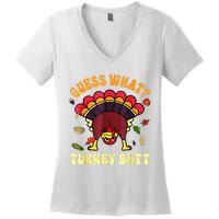 Funny Thanksgiving Guess What Turkey Butt Women's V-Neck T-Shirt