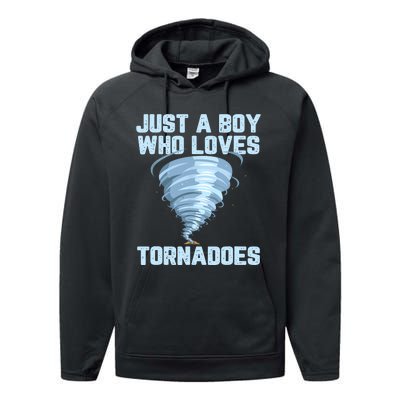 Funny Tornado Gift For Boy Hurricane Weather Chaser Performance Fleece Hoodie