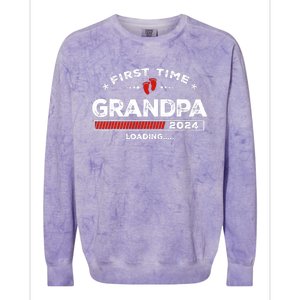 First Time Grandpa Est. 2024 Loading Soon To Be Dad Grandpa Colorblast Crewneck Sweatshirt