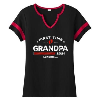 First Time Grandpa Est. 2024 Loading Soon To Be Dad Grandpa Ladies Halftime Notch Neck Tee