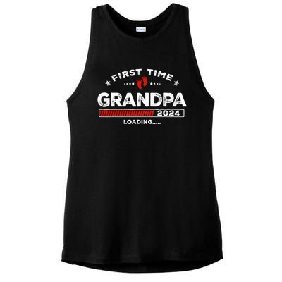 First Time Grandpa Est. 2024 Loading Soon To Be Dad Grandpa Ladies PosiCharge Tri-Blend Wicking Tank