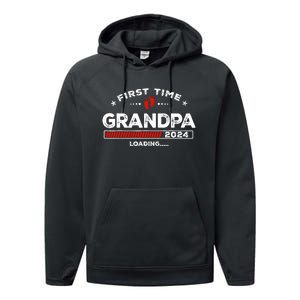 First Time Grandpa Est. 2024 Loading Soon To Be Dad Grandpa Performance Fleece Hoodie