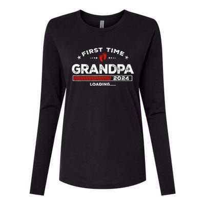 First Time Grandpa Est. 2024 Loading Soon To Be Dad Grandpa Womens Cotton Relaxed Long Sleeve T-Shirt