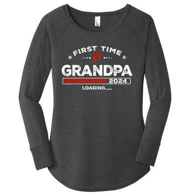 First Time Grandpa Est. 2024 Loading Soon To Be Dad Grandpa Women's Perfect Tri Tunic Long Sleeve Shirt