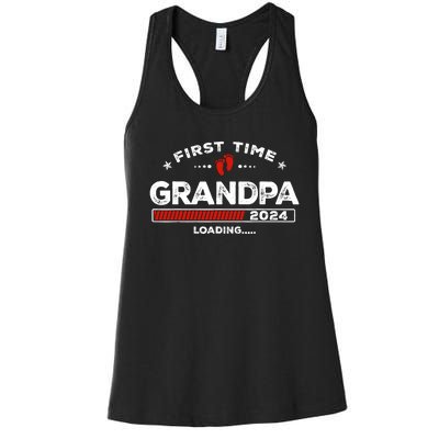 First Time Grandpa Est. 2024 Loading Soon To Be Dad Grandpa Women's Racerback Tank