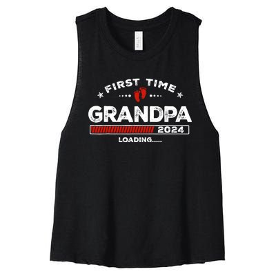 First Time Grandpa Est. 2024 Loading Soon To Be Dad Grandpa Women's Racerback Cropped Tank