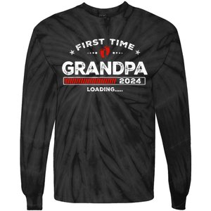 First Time Grandpa Est. 2024 Loading Soon To Be Dad Grandpa Tie-Dye Long Sleeve Shirt