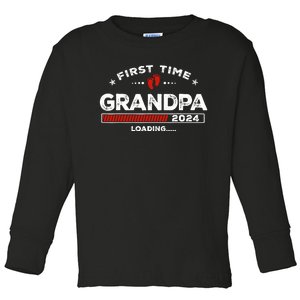 First Time Grandpa Est. 2024 Loading Soon To Be Dad Grandpa Toddler Long Sleeve Shirt