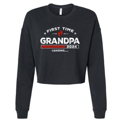 First Time Grandpa Est. 2024 Loading Soon To Be Dad Grandpa Cropped Pullover Crew