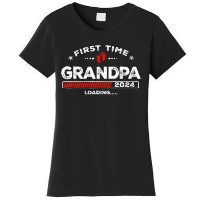 First Time Grandpa Est. 2024 Loading Soon To Be Dad Grandpa Women's T-Shirt