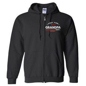 First Time Grandpa Est. 2024 Loading Soon To Be Dad Grandpa Full Zip Hoodie