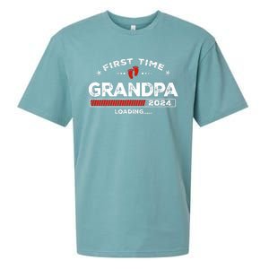 First Time Grandpa Est. 2024 Loading Soon To Be Dad Grandpa Sueded Cloud Jersey T-Shirt