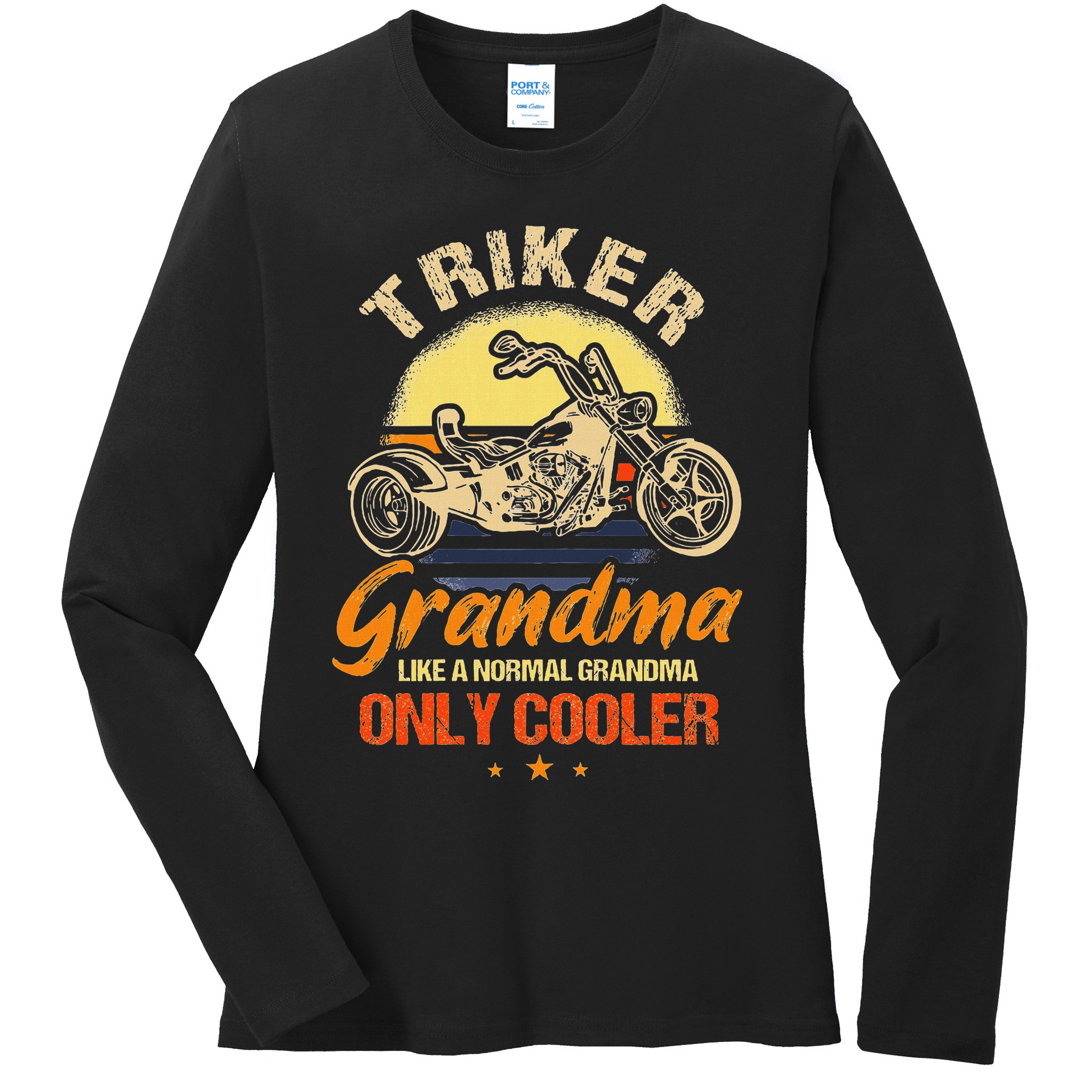 Funny Triker Grandma Motorcycle Trike Design Women Ladies Long Sleeve Shirt