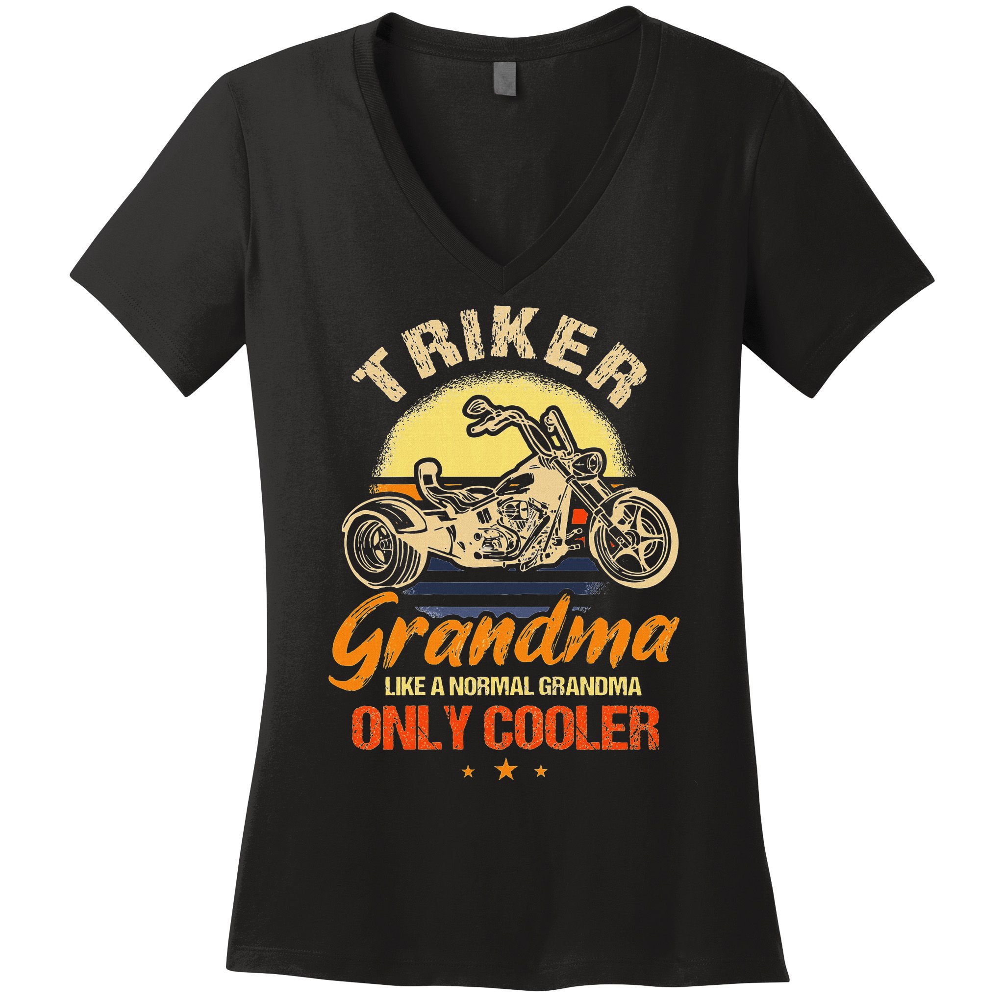 Funny Triker Grandma Motorcycle Trike Design Women Women's V-Neck T-Shirt