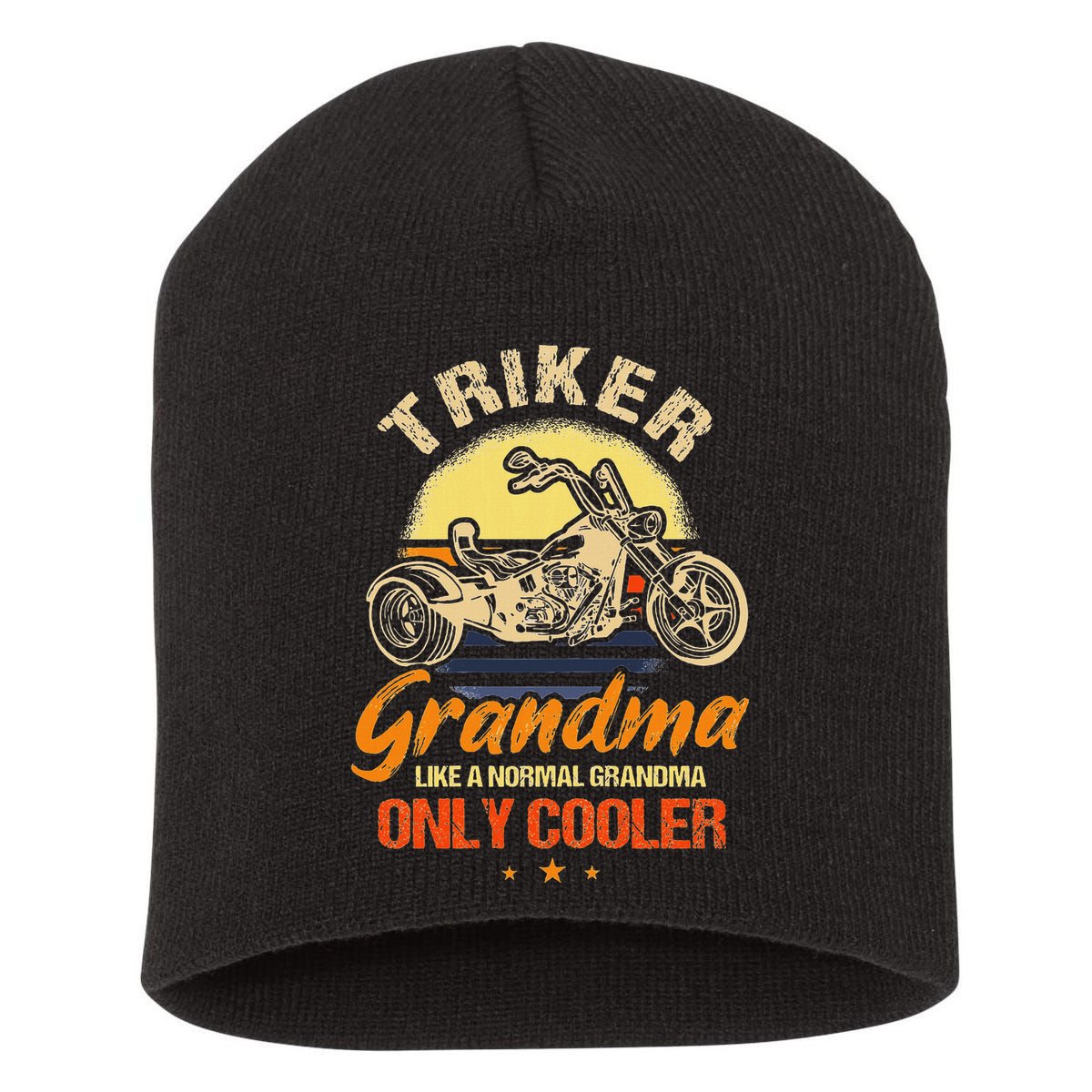 Funny Triker Grandma Motorcycle Trike Design Women Short Acrylic Beanie
