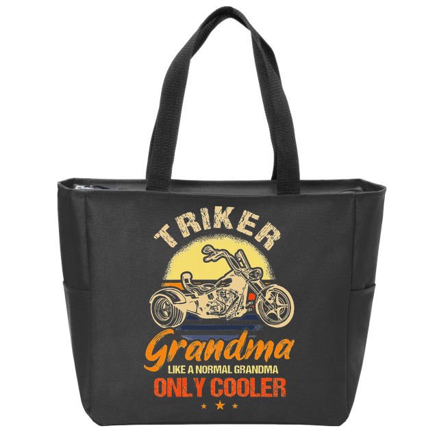 Funny Triker Grandma Motorcycle Trike Design Women Zip Tote Bag