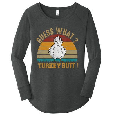 Funny Thanksgiving Guess What Turkey Butt Women's Perfect Tri Tunic Long Sleeve Shirt