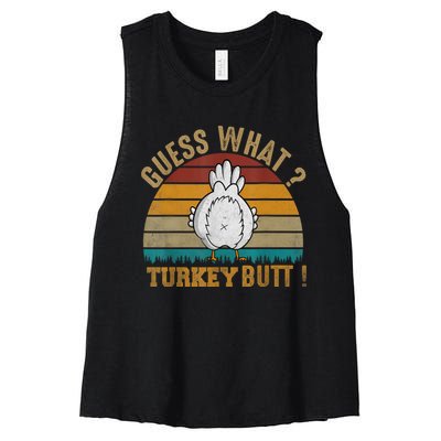 Funny Thanksgiving Guess What Turkey Butt Women's Racerback Cropped Tank