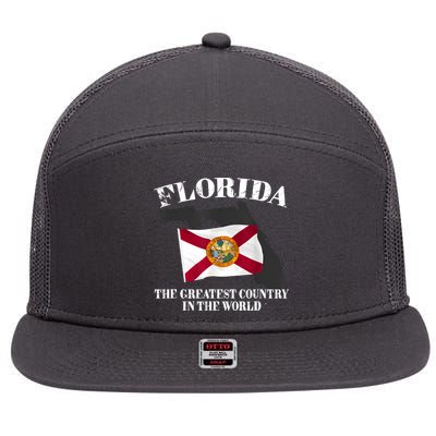 Florida The Greatest Country In The World 7 Panel Mesh Trucker Snapback Hat