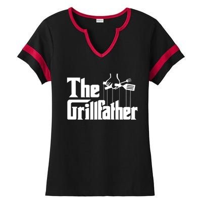 Funny The Grillfather Bbq Grill And Smoker Barbecue Chef Gift Funny Gift Ladies Halftime Notch Neck Tee