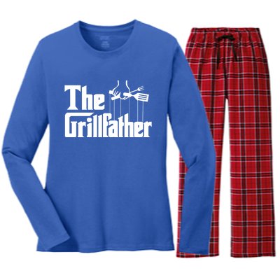 Funny The Grillfather Bbq Grill And Smoker Barbecue Chef Gift Funny Gift Women's Long Sleeve Flannel Pajama Set 