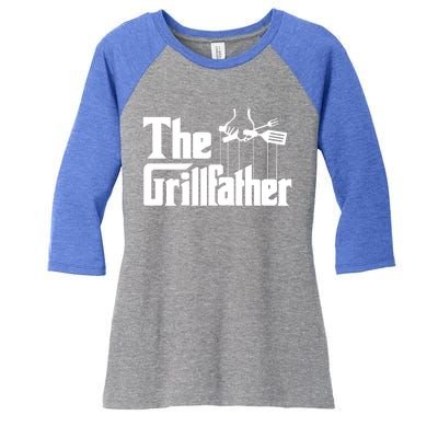 Funny The Grillfather Bbq Grill And Smoker Barbecue Chef Gift Funny Gift Women's Tri-Blend 3/4-Sleeve Raglan Shirt