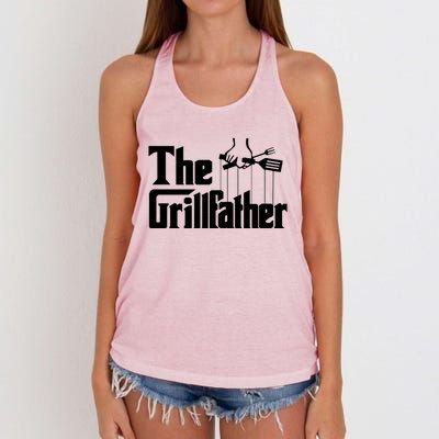 Funny The Grillfather Bbq Grill And Smoker Barbecue Chef Gift Funny Gift Women's Knotted Racerback Tank