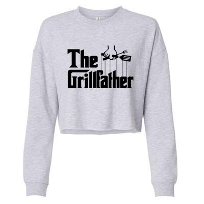 Funny The Grillfather Bbq Grill And Smoker Barbecue Chef Gift Funny Gift Cropped Pullover Crew