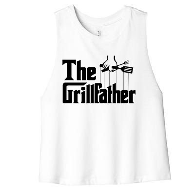 Funny The Grillfather Bbq Grill And Smoker Barbecue Chef Gift Funny Gift Women's Racerback Cropped Tank