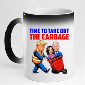 Funny Trump Garbage Time To Take Out The Garbage Election 11oz Black Color Changing Mug