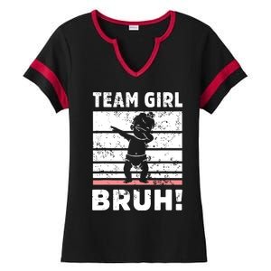 Family Team Girl Bruh Gender Reveal Party Announcement Ladies Halftime Notch Neck Tee