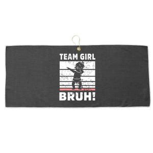 Family Team Girl Bruh Gender Reveal Party Announcement Large Microfiber Waffle Golf Towel