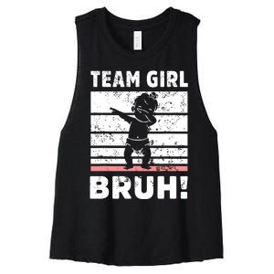 Family Team Girl Bruh Gender Reveal Party Announcement Women's Racerback Cropped Tank