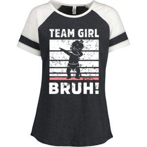 Family Team Girl Bruh Gender Reveal Party Announcement Enza Ladies Jersey Colorblock Tee