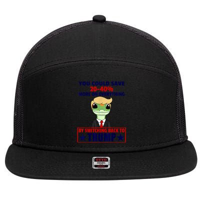 Funny Trump Gecko Switch Back To Trump Save More Republican Trump 2024 7 Panel Mesh Trucker Snapback Hat