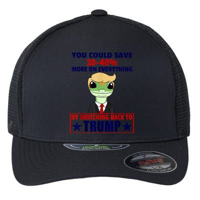 Funny Trump Gecko Switch Back To Trump Save More Republican Trump 2024 Flexfit Unipanel Trucker Cap