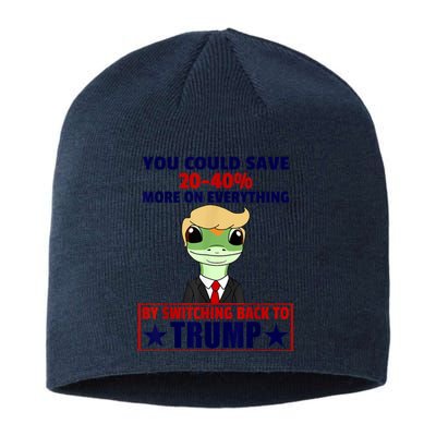 Funny Trump Gecko Switch Back To Trump Save More Republican Trump 2024 Sustainable Beanie