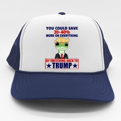 Funny Trump Gecko Switch Back To Trump Save More Republican Trump 2024 Trucker Hat