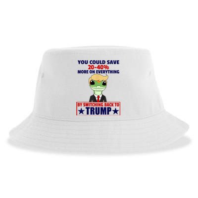 Funny Trump Gecko Switch Back To Trump Save More Republican Trump 2024 Sustainable Bucket Hat