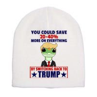 Funny Trump Gecko Switch Back To Trump Save More Republican Trump 2024 Short Acrylic Beanie