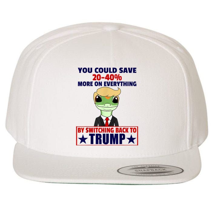 Funny Trump Gecko Switch Back To Trump Save More Republican Trump 2024 Wool Snapback Cap